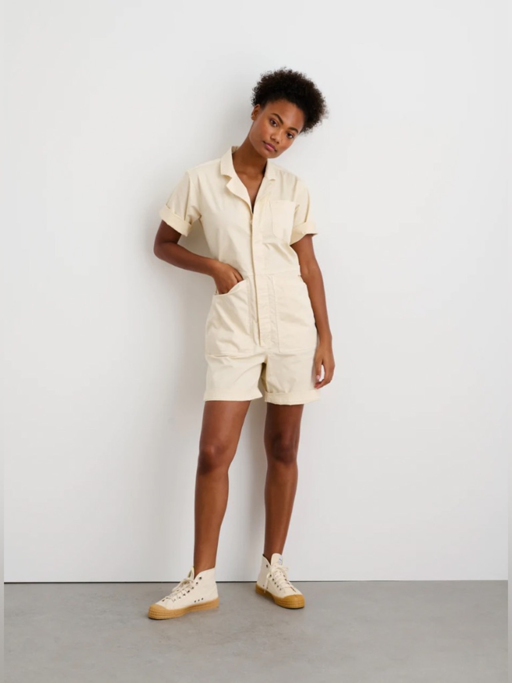 Alex Mill Shortall Shortalls Short Jumpsuit XS white ivory cream